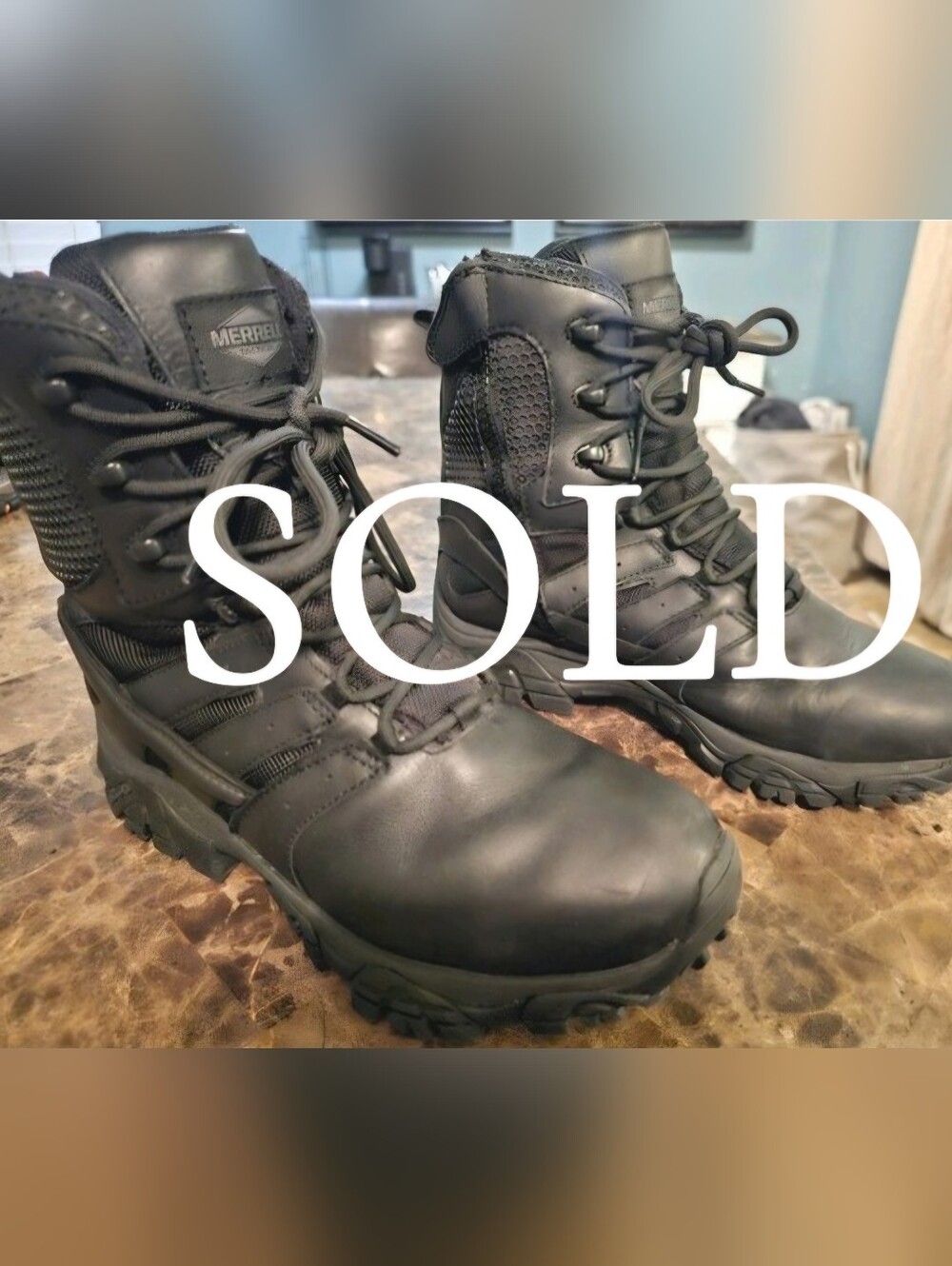 Merrell Mens Hiking Boots Moab 2 8" Tactical Waterproof Side-Zip Black Outdoor